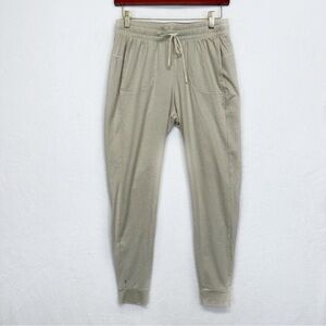 NOBULL Woman's Jersey Knit Cream  Jogger Pants with Waist Drawstring & Pockets S